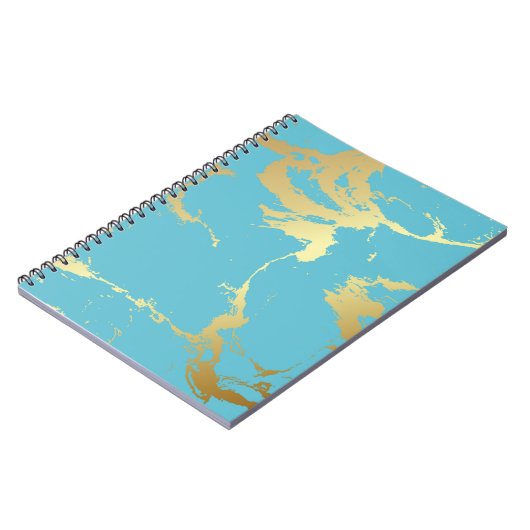 Blauwgroen en goudkleurige acrylverf Abstracte bac Notitieboek (Linkerzijde)