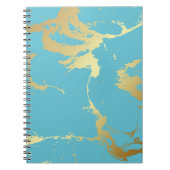 Blauwgroen en goudkleurige acrylverf Abstracte bac Notitieboek (Voorkant)