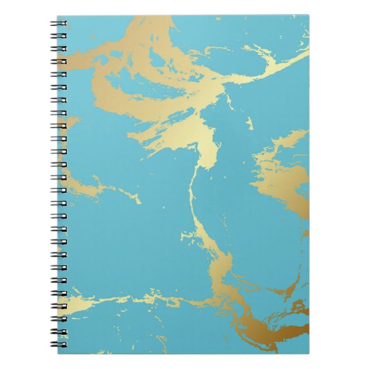 Blauwgroen en goudkleurige acrylverf Abstracte bac Notitieboek (Voorkant)