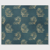 Blauwgroen en goudkoorts cadeaupapier (Vlak)