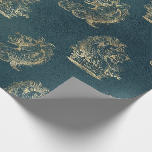 Blauwgroen en goudkoorts cadeaupapier (Hoek)