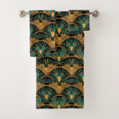 Blauwgroen en goudkunst Deco Bad Handdoek (Insitu)