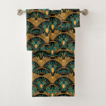 Blauwgroen en goudkunst Deco