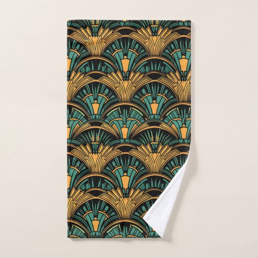 Blauwgroen en goudkunst Deco Bad Handdoek (Handdoek)