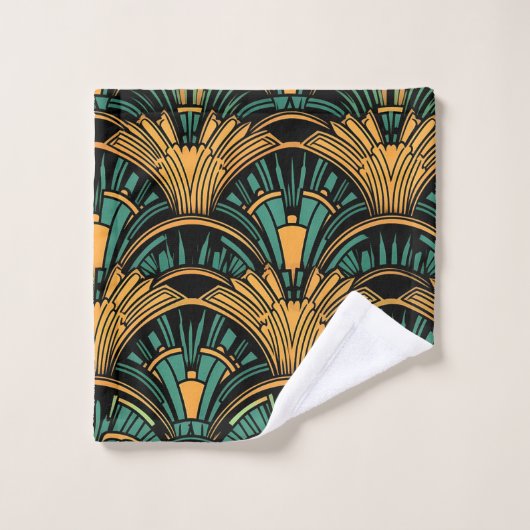 Blauwgroen en goudkunst Deco Bad Handdoek (Wasdoekje)