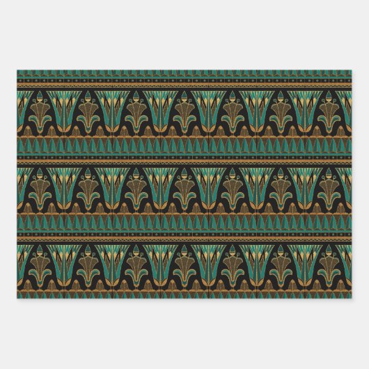 Blauwgroen en goudkunst Deco Inpakpapier Vel (Voorkant 2)