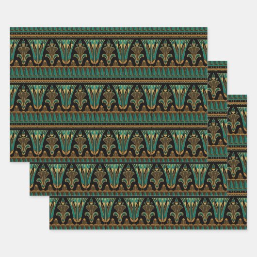 Blauwgroen en goudkunst Deco Inpakpapier Vel (Set)