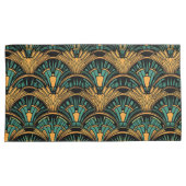 Blauwgroen en goudkunst Deco Kussensloop (Voorkant-Rechts)