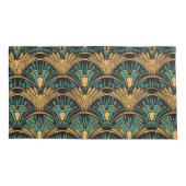 Blauwgroen en goudkunst Deco Kussensloop (Achterkant-Links)