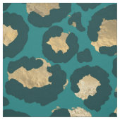 Blauwgroen en goudluipaarden stof (Swatch)