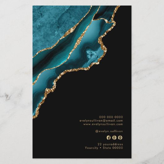 Blauwgroen en goudmakerij flyer (Achterkant)