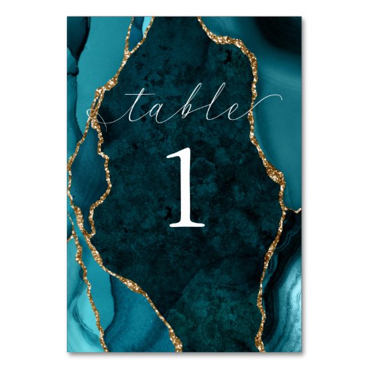 Blauwgroen en goudmarmer Agate Table Kaart (Voorkant)