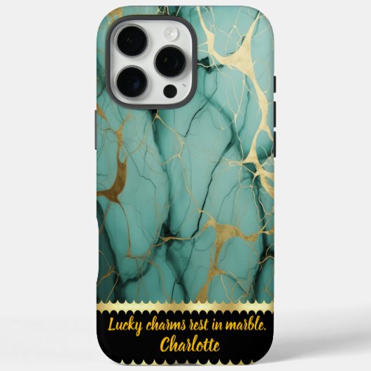 Blauwgroen en goudmarmer met ingewikkelde patronen Case-Mate iPhone case (Achterkant)