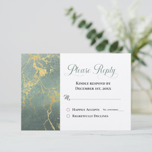 Blauwgroen en goudmarmer RSVP Gelieve te beantwoor (Staand voorkant)