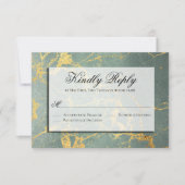 Blauwgroen en goudmarmerende RSVP Gelieve te antwo (Voorkant)