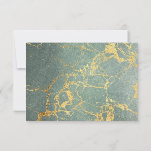 Blauwgroen en goudmarmerende RSVP Gelieve te antwo (Achterkant)