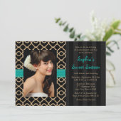 Blauwgroen en goudMarokkaanse sixtiaanse foto Kaart (Staand voorkant)