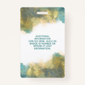 Blauwgroen en goudmatige ID-kaart voor vloeibare W Badge (Achterkant)
