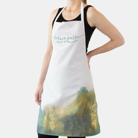 Blauwgroen en goudmatige kunst Vloeibare Waterverf Schort (Insitu)