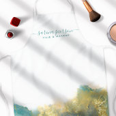 Blauwgroen en goudmatige kunst Vloeibare Waterverf Schort