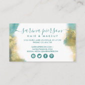 Blauwgroen en goudmatige kunstinktpatronen voor vl afsprakenkaartje (Achterkant)