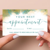 Blauwgroen en goudmatige kunstinktpatronen voor vl afsprakenkaartje