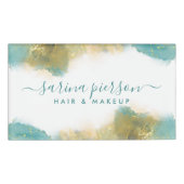 Blauwgroen en goudmatige kunstinktpatronen voor vl naambadge (Voorkant)