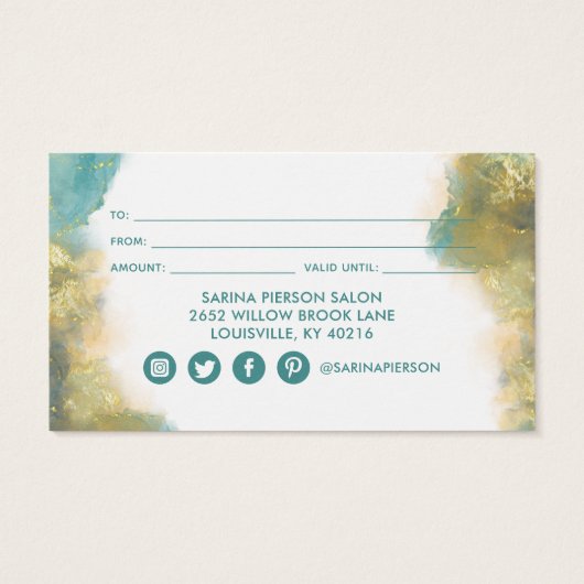 Blauwgroen en goudmatige, vloeibaar-inktfort Kaart (Achterkant)