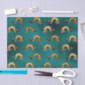  Blauwgroen en goudnig Heradlic Patroon Tissuepapier (Craft)