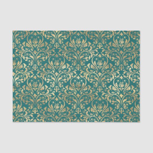 Blauwgroen en goudolie Tissuepapier (Voorkant)