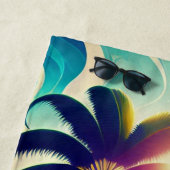 Blauwgroen en goudpalmen strandlaken (In situ)