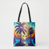 Blauwgroen en goudpalmen tote bag (Voorkant)