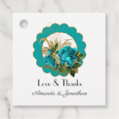 Blauwgroen en goudparken in Parijs Rozen bruiloft Bedankjes Labels (Voorkant)