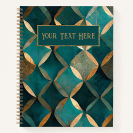 Blauwgroen en goudpatroon notitieboek