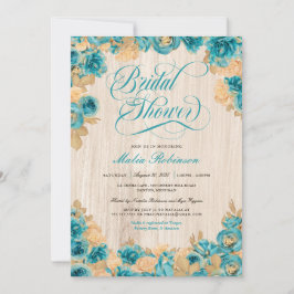 Blauwgroen en goudRozen Elegant Rustisch Vrijgezel Kaart