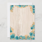 Blauwgroen en goudRozen Elegant Rustisch Vrijgezel Kaart (Achterkant)