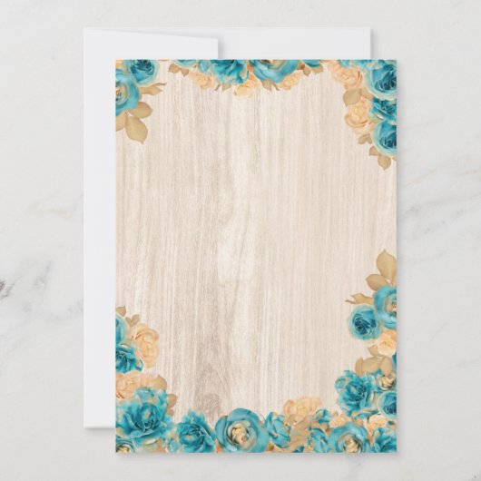 Blauwgroen en goudRozen Elegant Rustisch Vrijgezel Kaart (Achterkant)