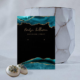 Blauwgroen en goudsieraden visitekaartje