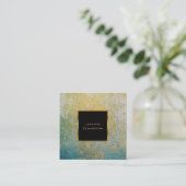 Blauwgroen en goudsteen geode professional vierkante visitekaartje (Staand voorkant)
