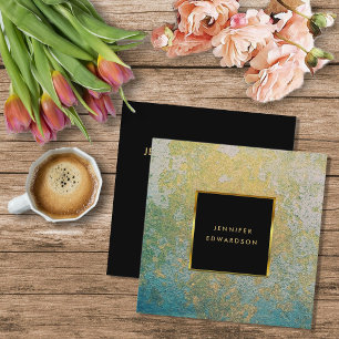 Blauwgroen en goudsteen geode professional vierkante visitekaartje