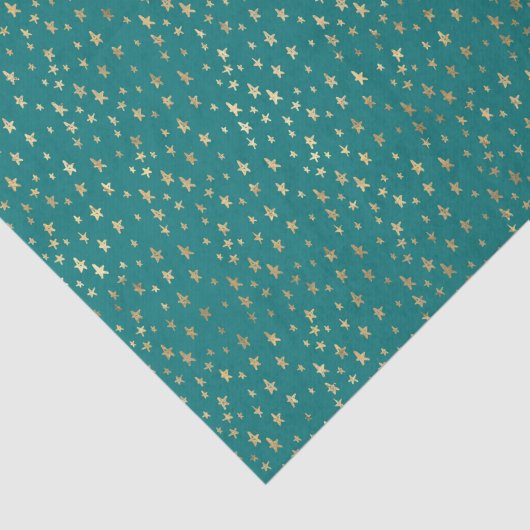 Blauwgroen en goudsterren tissuepapier (Detail)