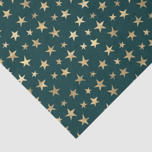 Blauwgroen en goudsterren tissuepapier (Detail)