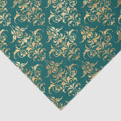 Blauwgroen en goudVintage Tissuepapier (Detail)