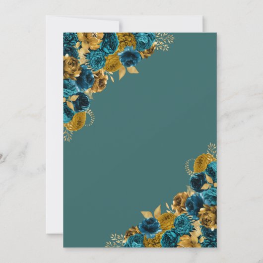 Blauwgroen en goudvlinder Princess Quinceanera Kaart (Achterkant)