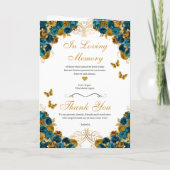 Blauwgroen en goudvlinder Quinceanera-programma (Achterkant)