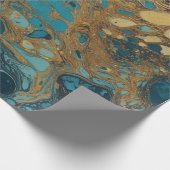 Blauwgroen en goudzure Acrylkleurloze Cadeaupapier (Hoek)