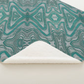 Blauwgroen en Grijs Boho Chic Aardse Abstract Patr Sherpa Deken (3/4)
