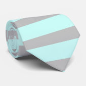 Blauwgroen en grijs gestreept stropdas (Opgerold)