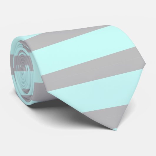 Blauwgroen en grijs gestreept stropdas (Opgerold)