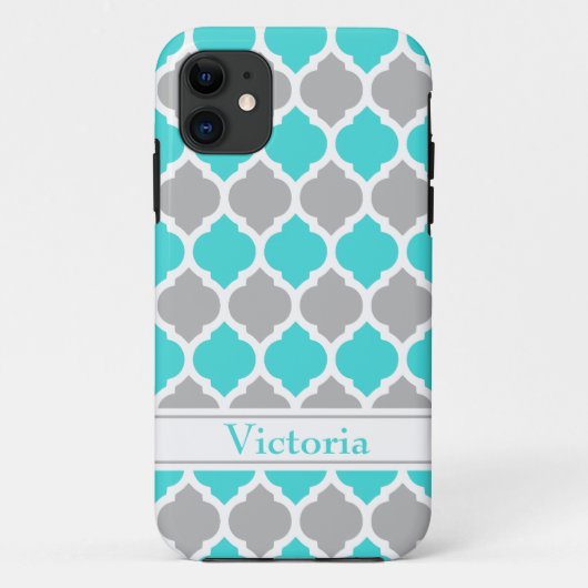Blauwgroen en grijs Marokkaans Trellis Pattern Case-Mate iPhone Case (Achterkant)